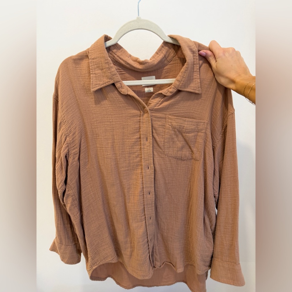 Wilfred Tan sail Button-Up and bottoms set